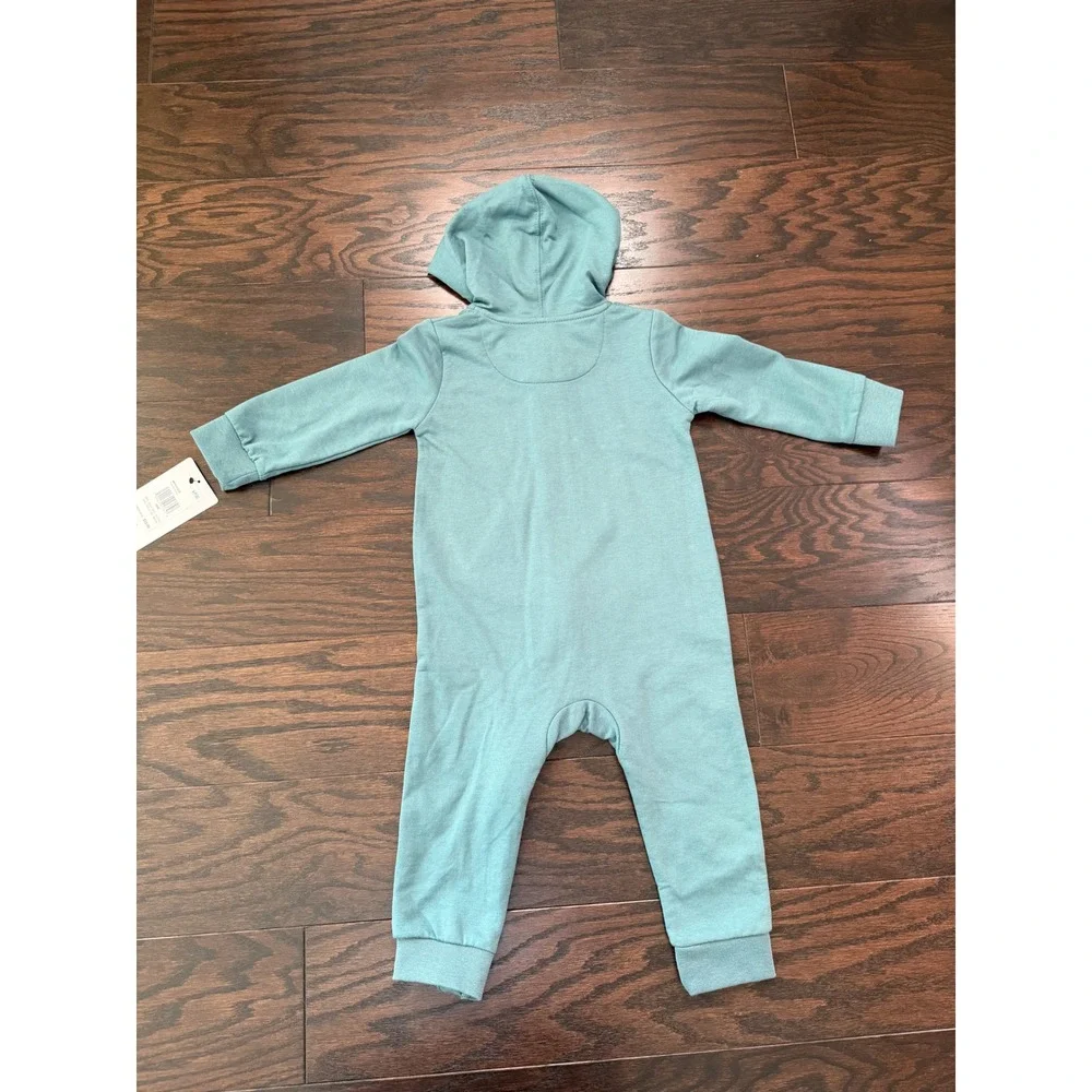 Nike Baby Mineral Slate Green Hooded Full Zip Coverall Romper 18M 66F814-G3S